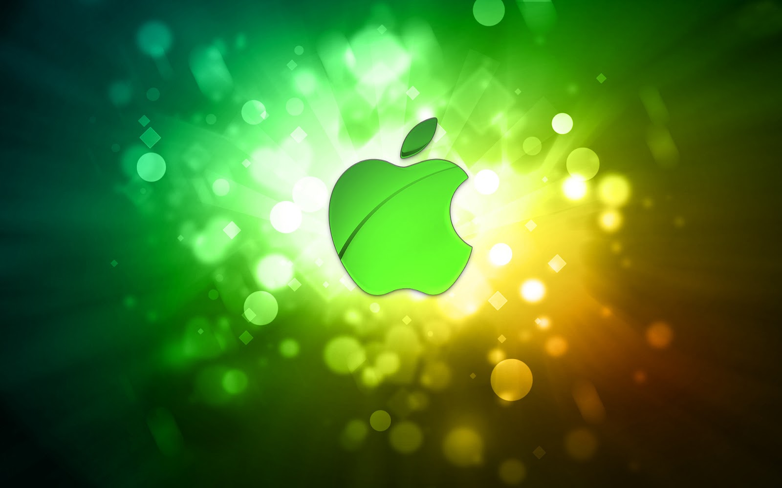 Lichtgevende Apple Achtergrond Met Groen Logo HD Wallpaper