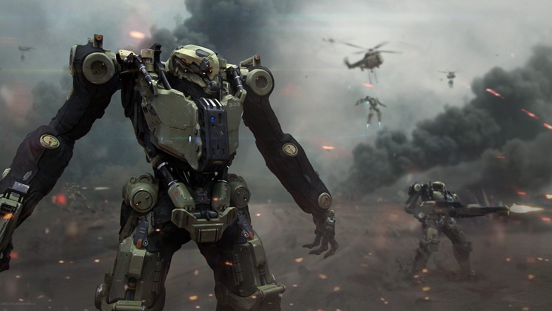 Warrior Battle Robot Smoke Mecha Wallpaper Background