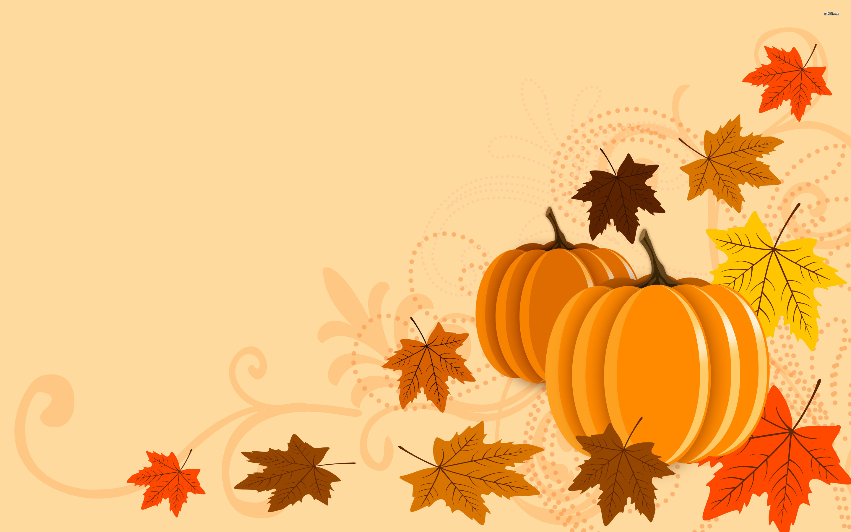 Pumpkins And Leaves Wallpaper