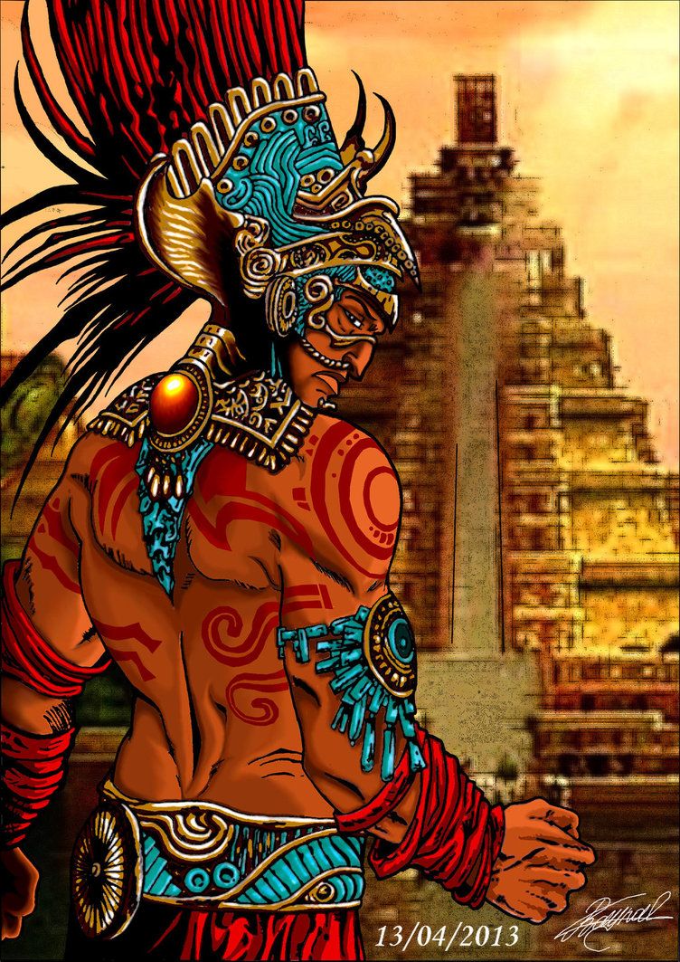 This Is An Aztec Priest Drawn And Coloured On Photo Filter With A