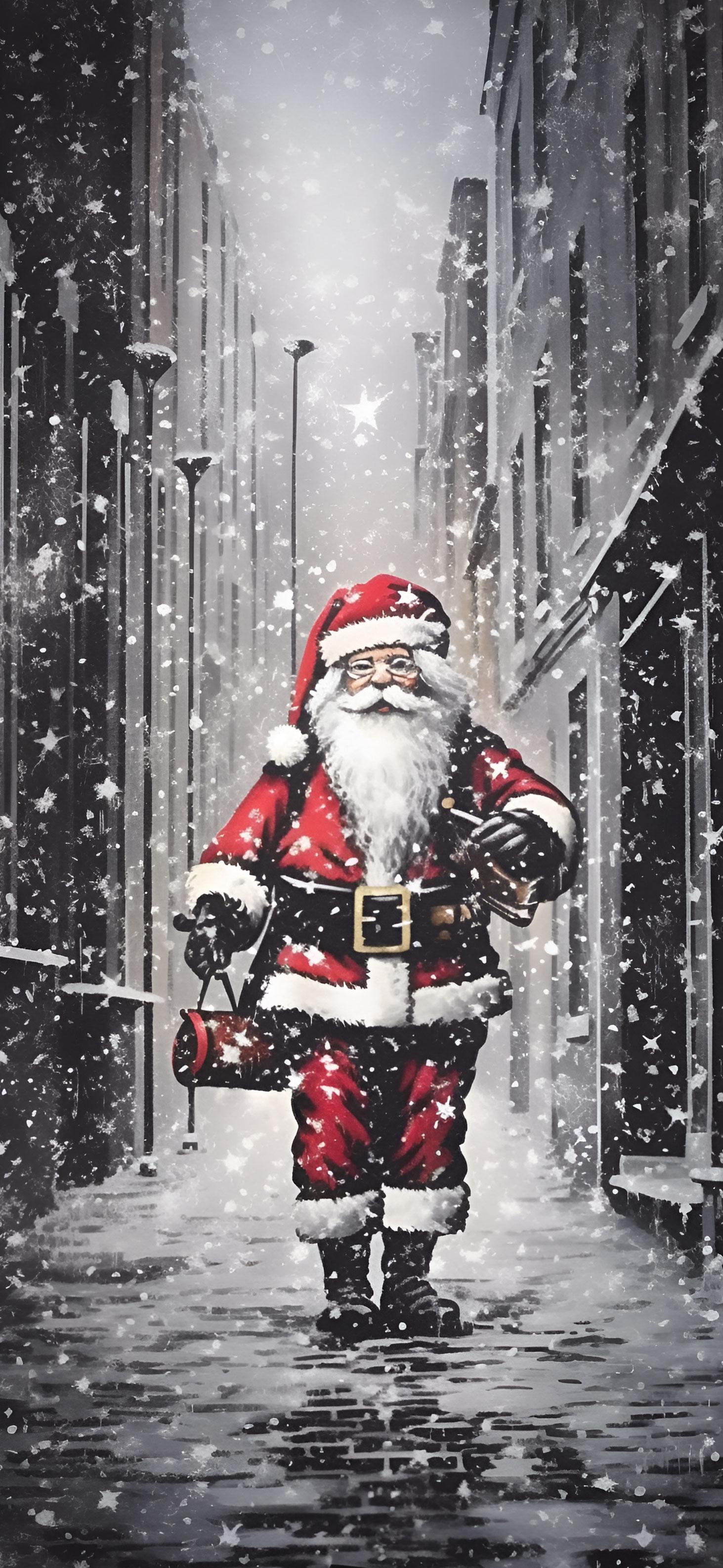 Christmas Santa in Snowy City Wallpapers Christmas Wallpapers