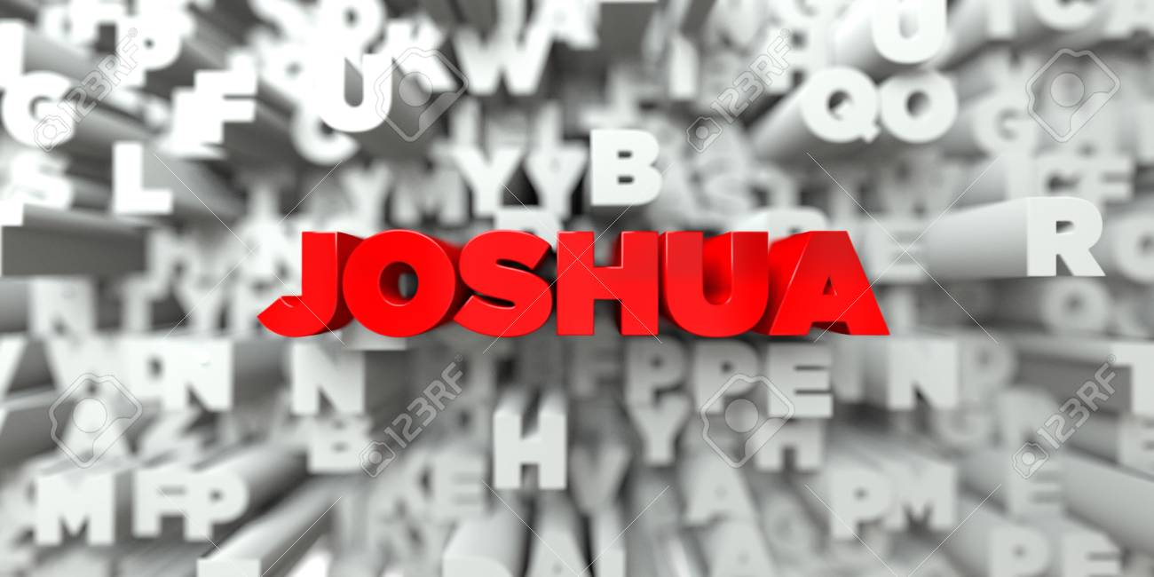 Joshua Red Text On Typography Background 3d Rendered Royalty