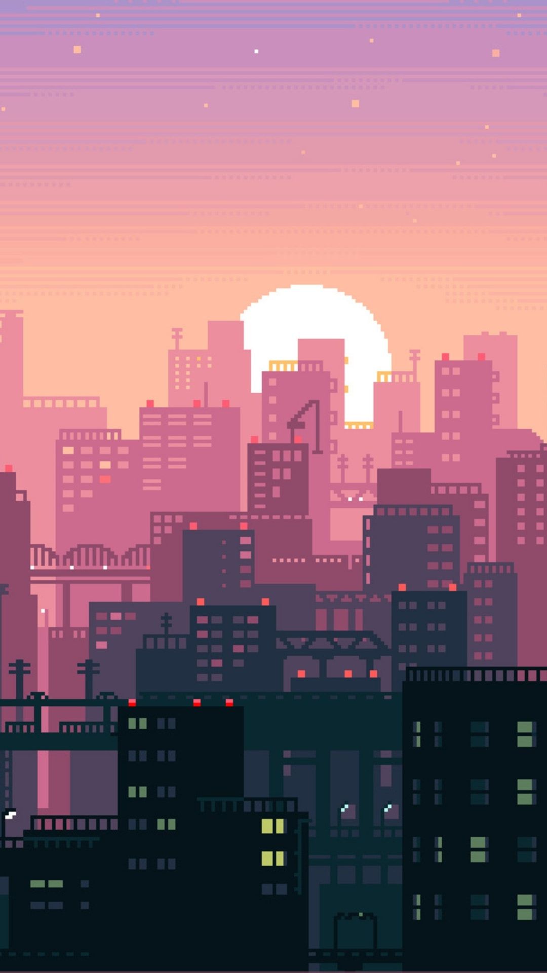 Pixel City iPhone Wallpaper Bit