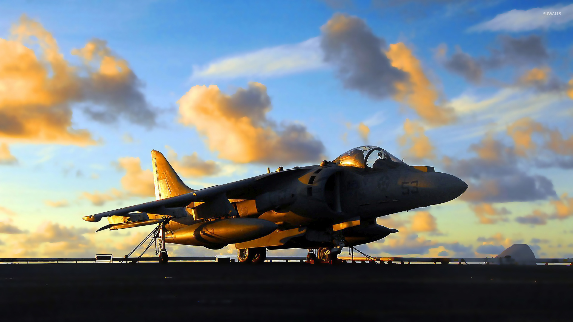 Light Reflecting On A Harrier Jump Jet Wallpaper Aircraft