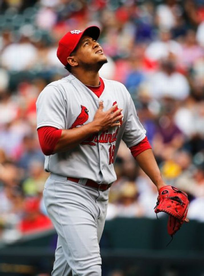 Starting Pitcher Carlos Martinez Looks To The Sky During