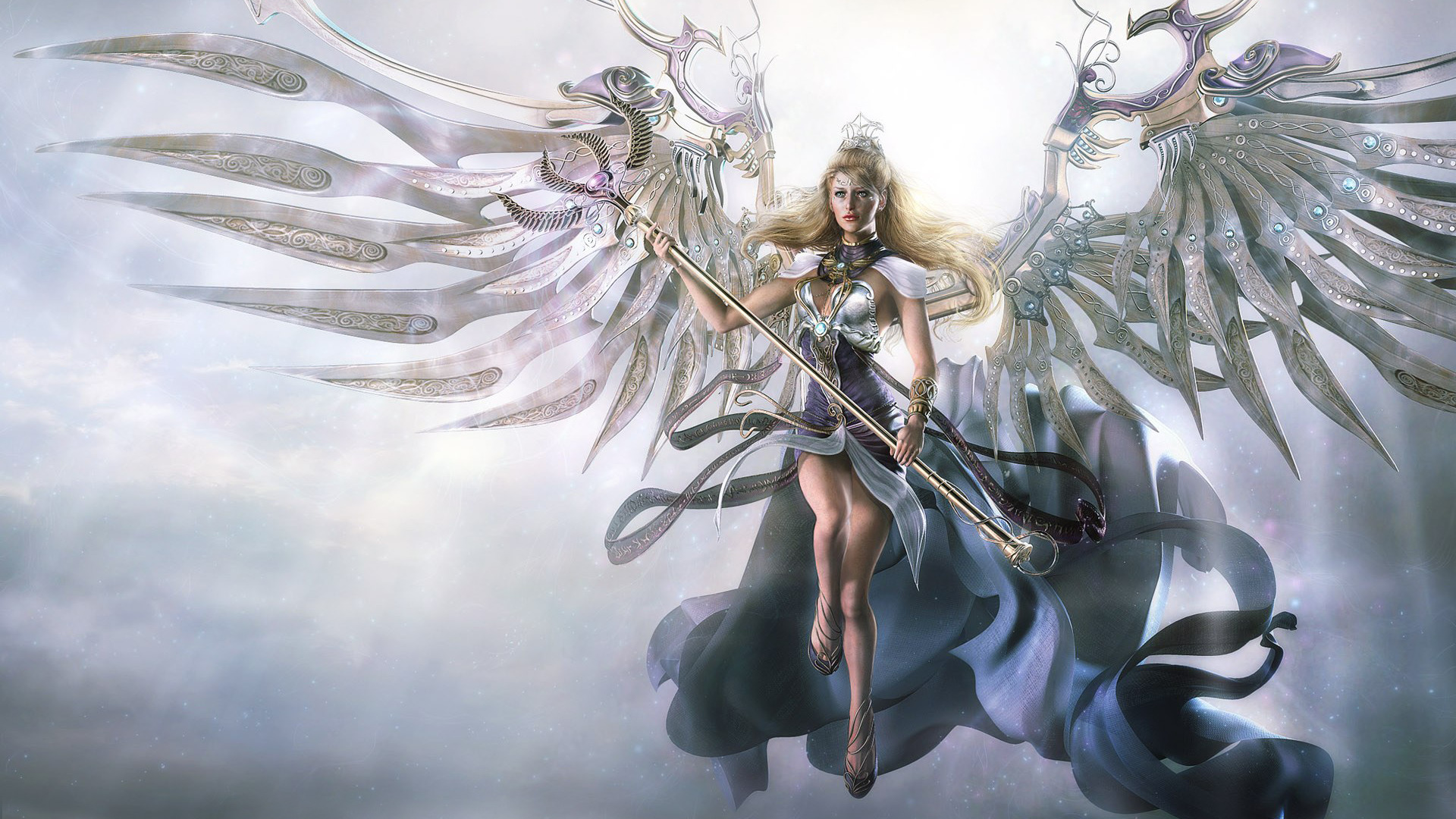 Angel With Metal Wings Wallpaper