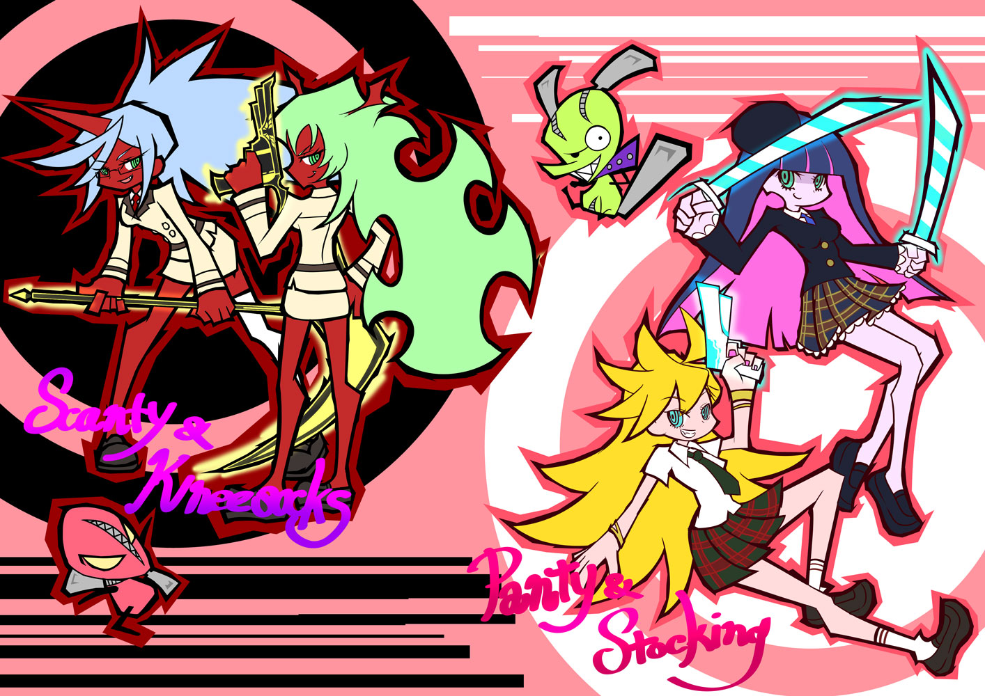 And Stocking With Garterbelt Kneesocks Character Scanty HD Wallpaper