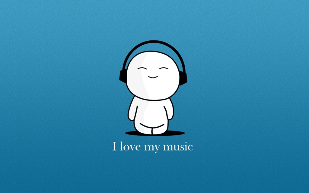 Love My Music With Blue Background Cartoon HD Wallpaper