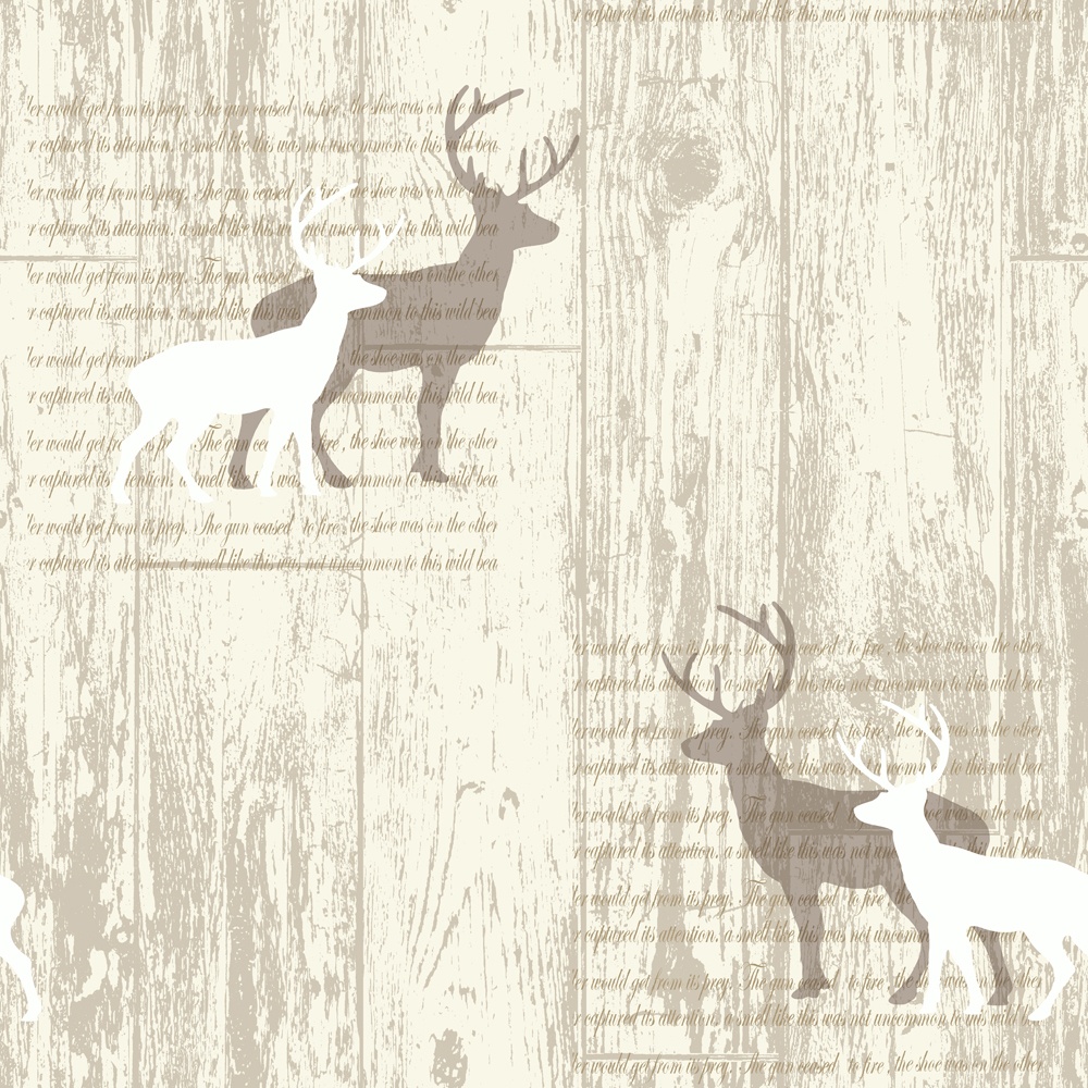 Wallpaper Arthouse Vip Stag Deer Animal Print Wood