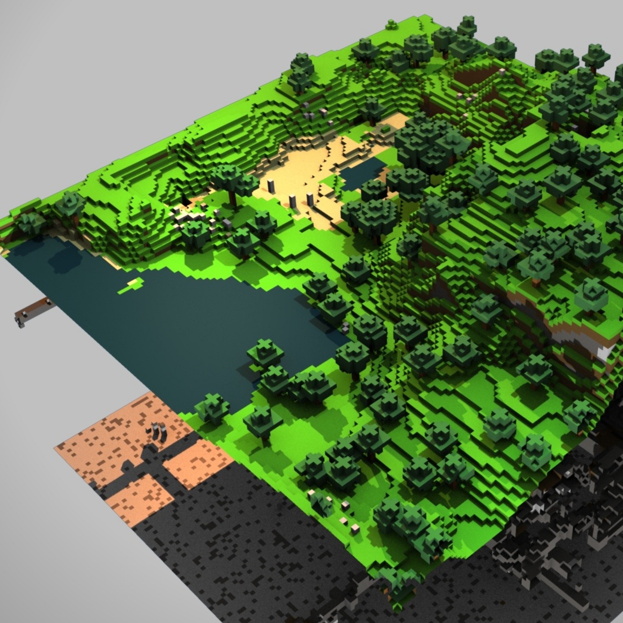 Wallpaper Minecraft Ground Trees Lake New iPad Air