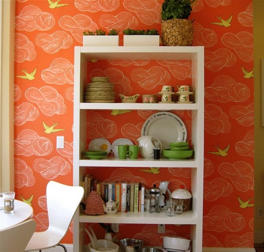 orange bird wallpaper Hygge and West Would look cute in a bathroom or