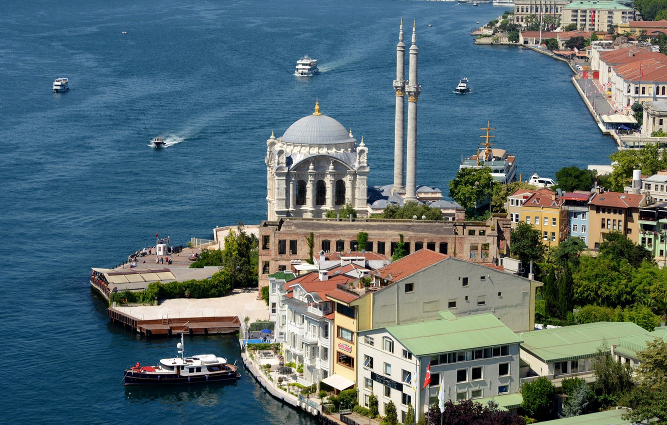 Wallpaper Strait Shore Mosque Istanbul Turkey The Bosphorus