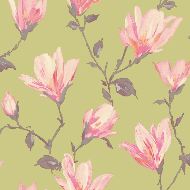 Arthouse Opera Lotus Wallpaper In Green And Pink