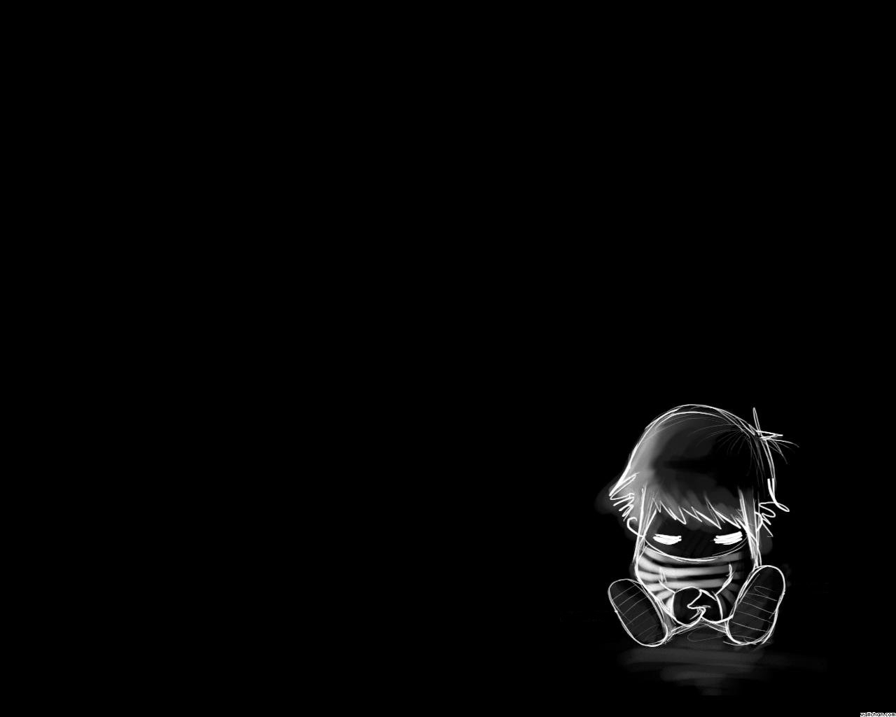 A poignant sketch of a lone child sitting in the dark, embodying feelings of sadness and isolation