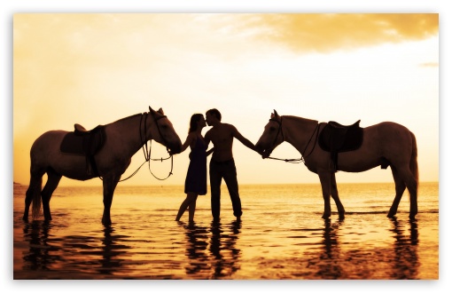 Riding Horses On The Beach Wallpaper