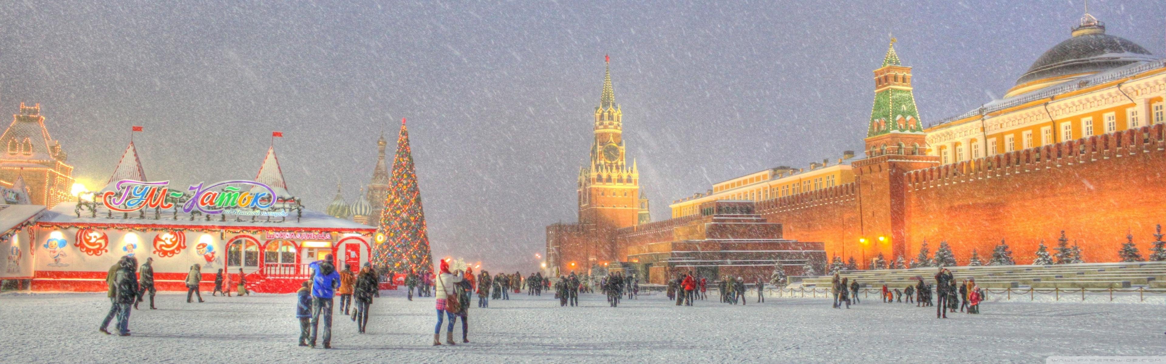 Red Square Moscow Russia Winter Holidays Ultra HD Desktop