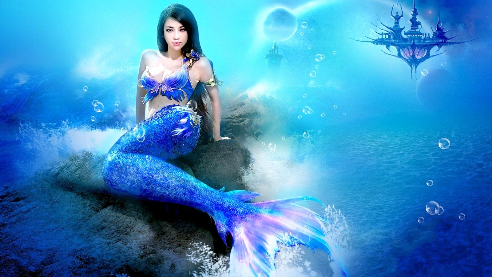Blue Mermaid Mermaids Wallpaper