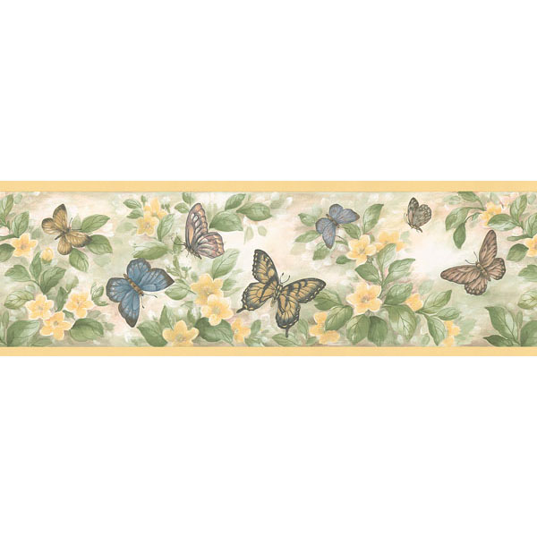 Free download 451 1743 Yellow Butterfly Floral Border Brewster