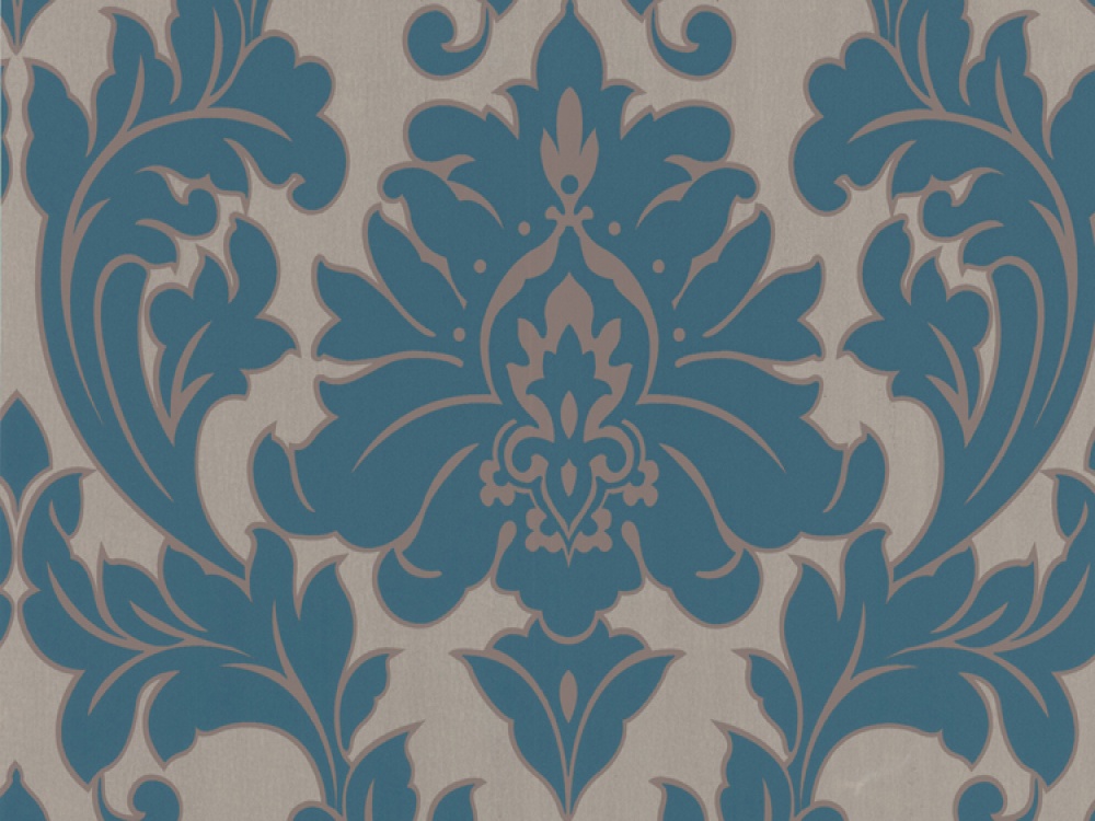 Free Delivery on Majestic Teal Gold Damask Wallpaper