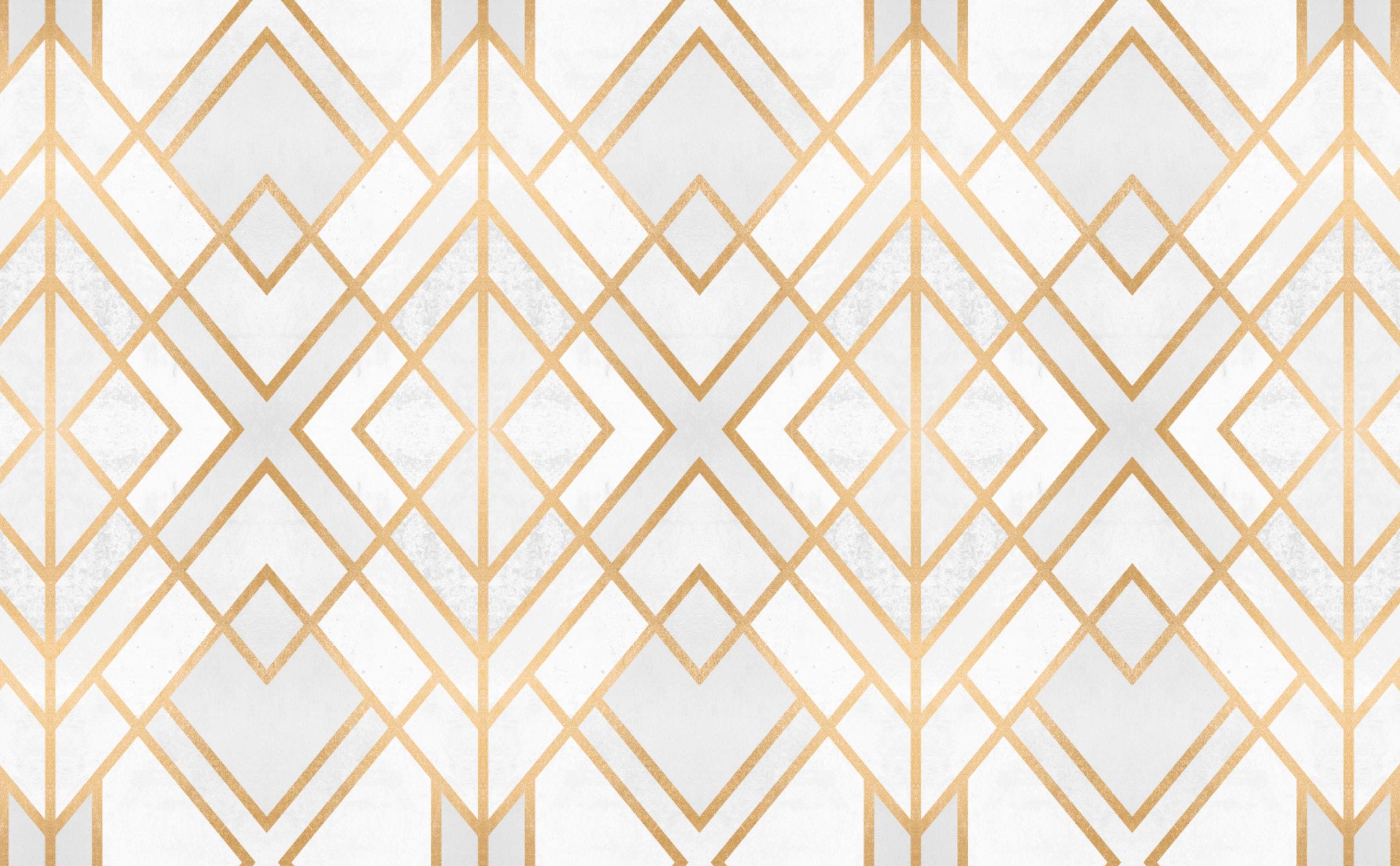 Art Deco Diamond Pattern Wallpaper for Walls Golden Geo