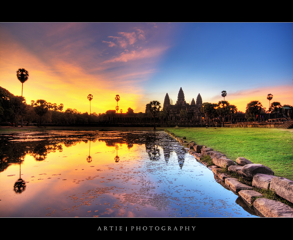 On Black The Colourful Cambodia Sunrise Angkor Wat HDr By