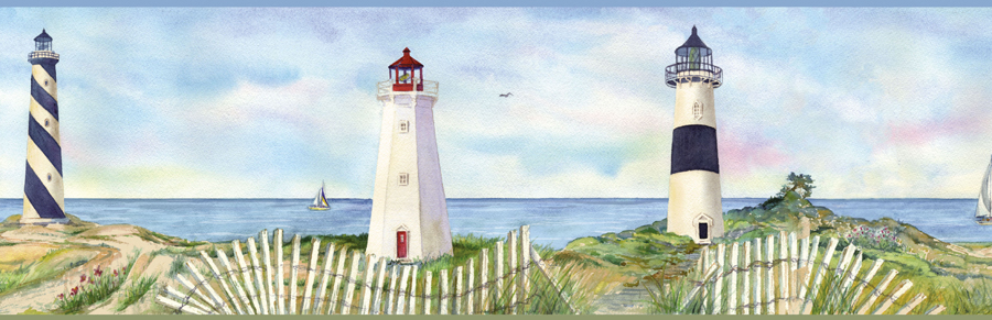 Shells Coastal Lighthouse Wallpaper Border In Borders By Chesapeake