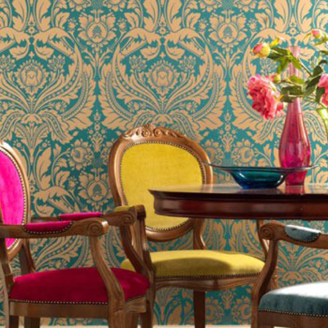 Flock Wallpaper And Jewel Tones For The Home
