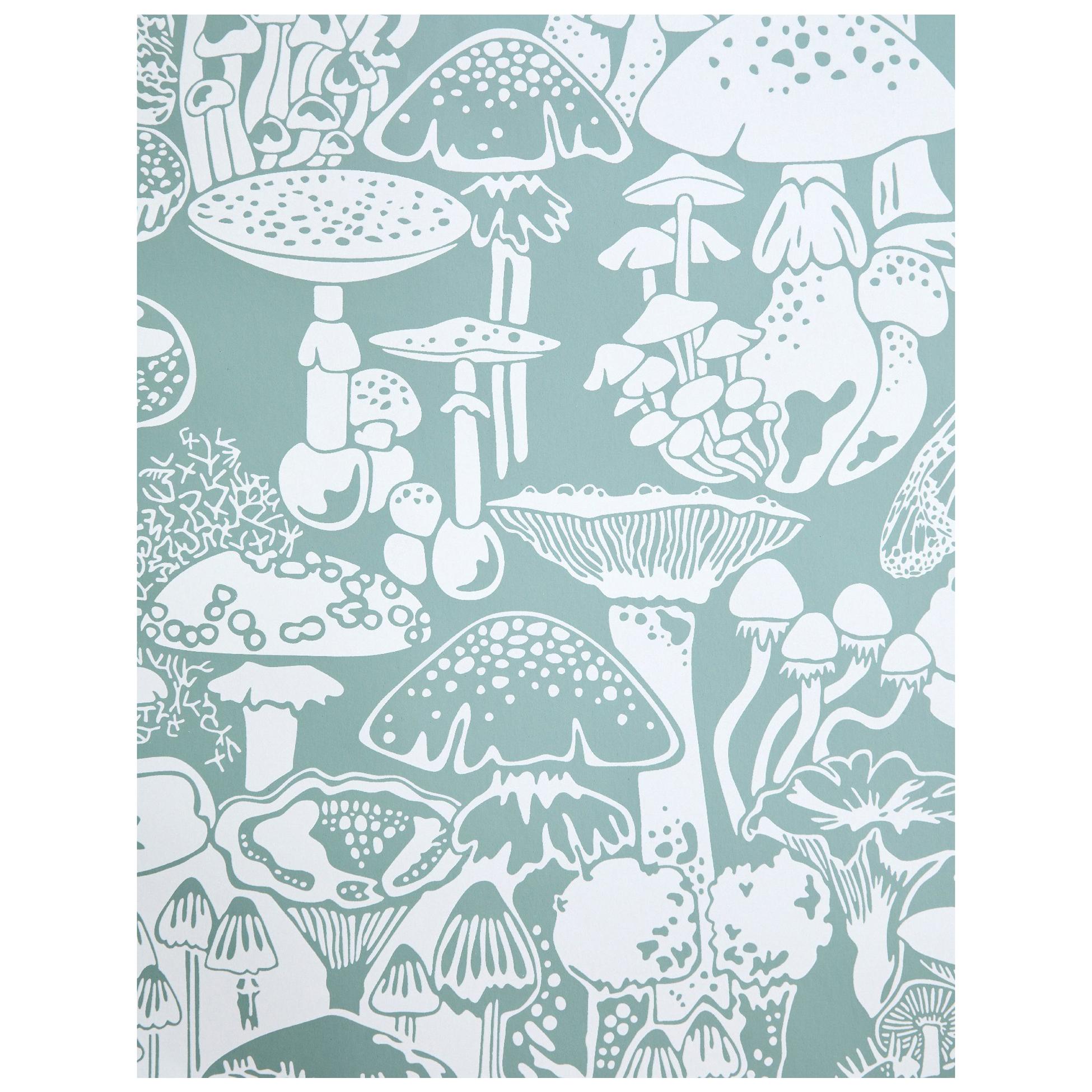 Mushroom City Designer Wallpaper In Color Botanica Soft White On