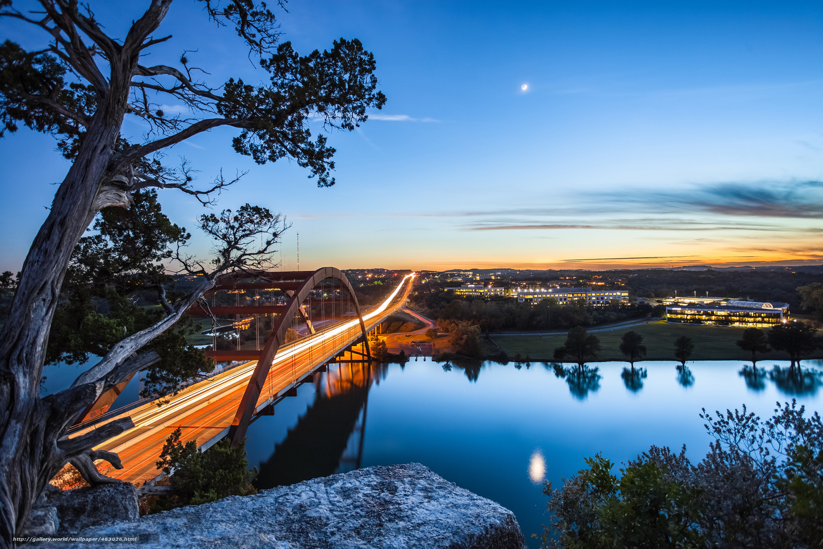 Wallpaper Bridge Texas Moon River Desktop