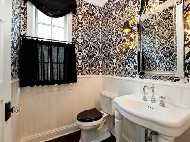 Black and white bathroom wallpaper Bathroom Design Ideas And More 642x482