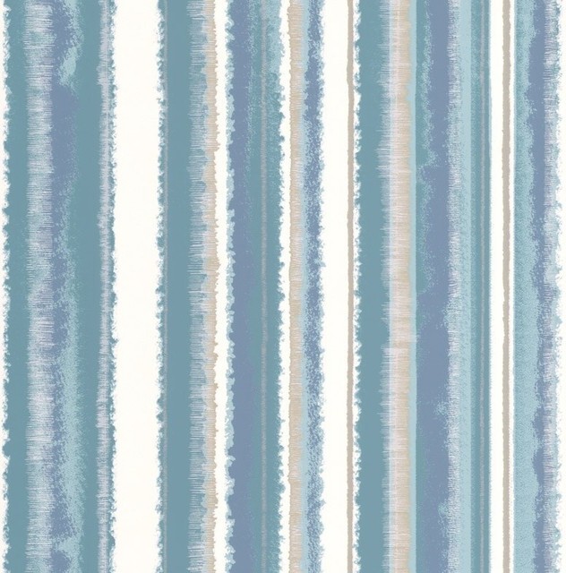 Romany Stripe Teal Wallpaper Contemporary By Graham
