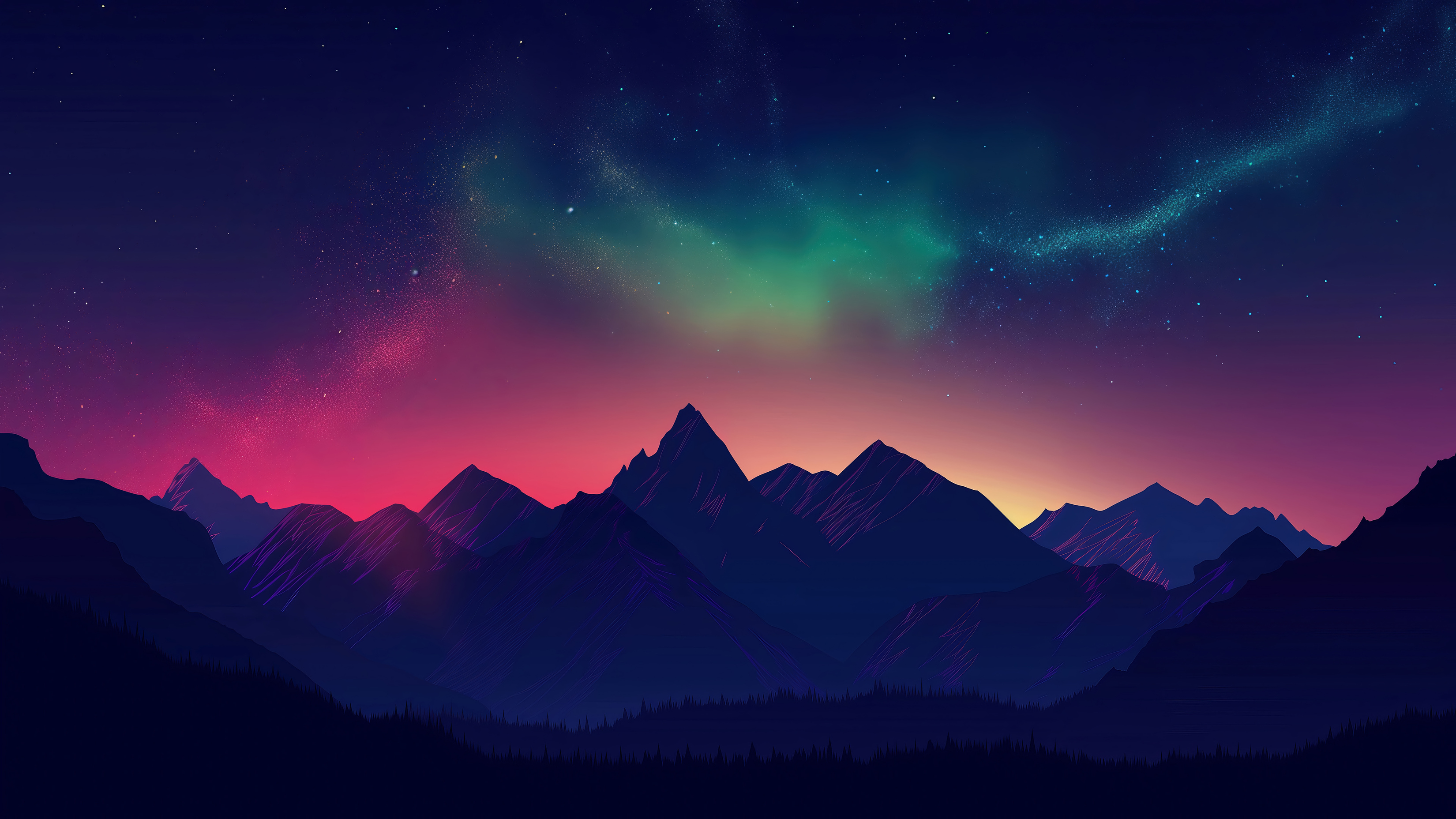 Night Mountain Wallpaper HD Moon Twilight Sky