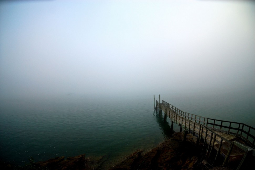 Pier Lake Descent Uncertainty Fog Stock Photos Image HD