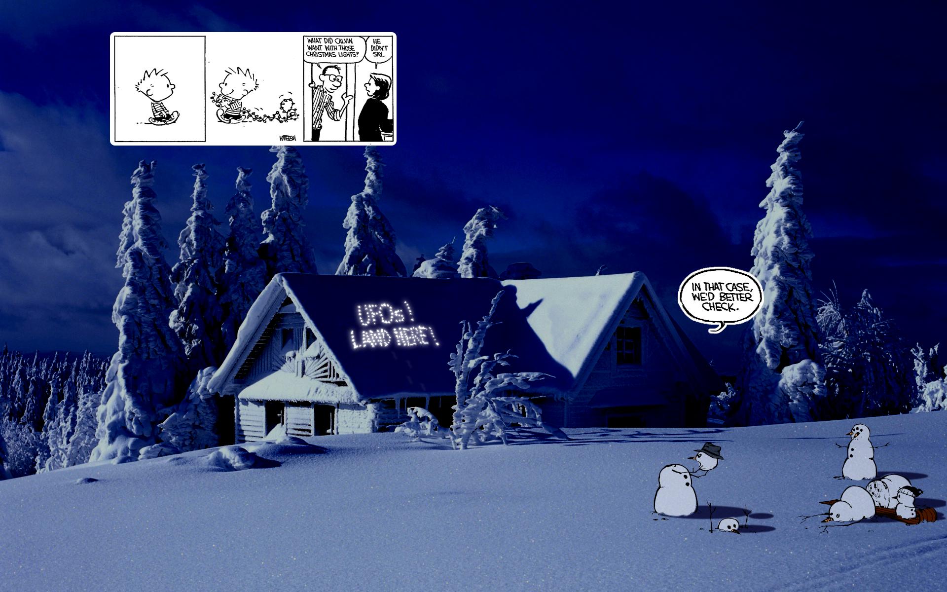 Calvin And Hobbes Ics Sci Fi Christmas Winter Wallpaper