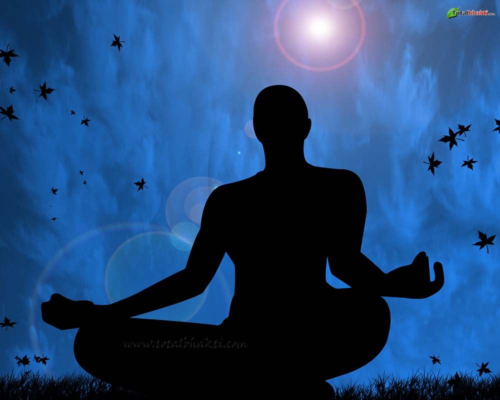 Meditation Yoga Wallpaper Blue And Balck Color