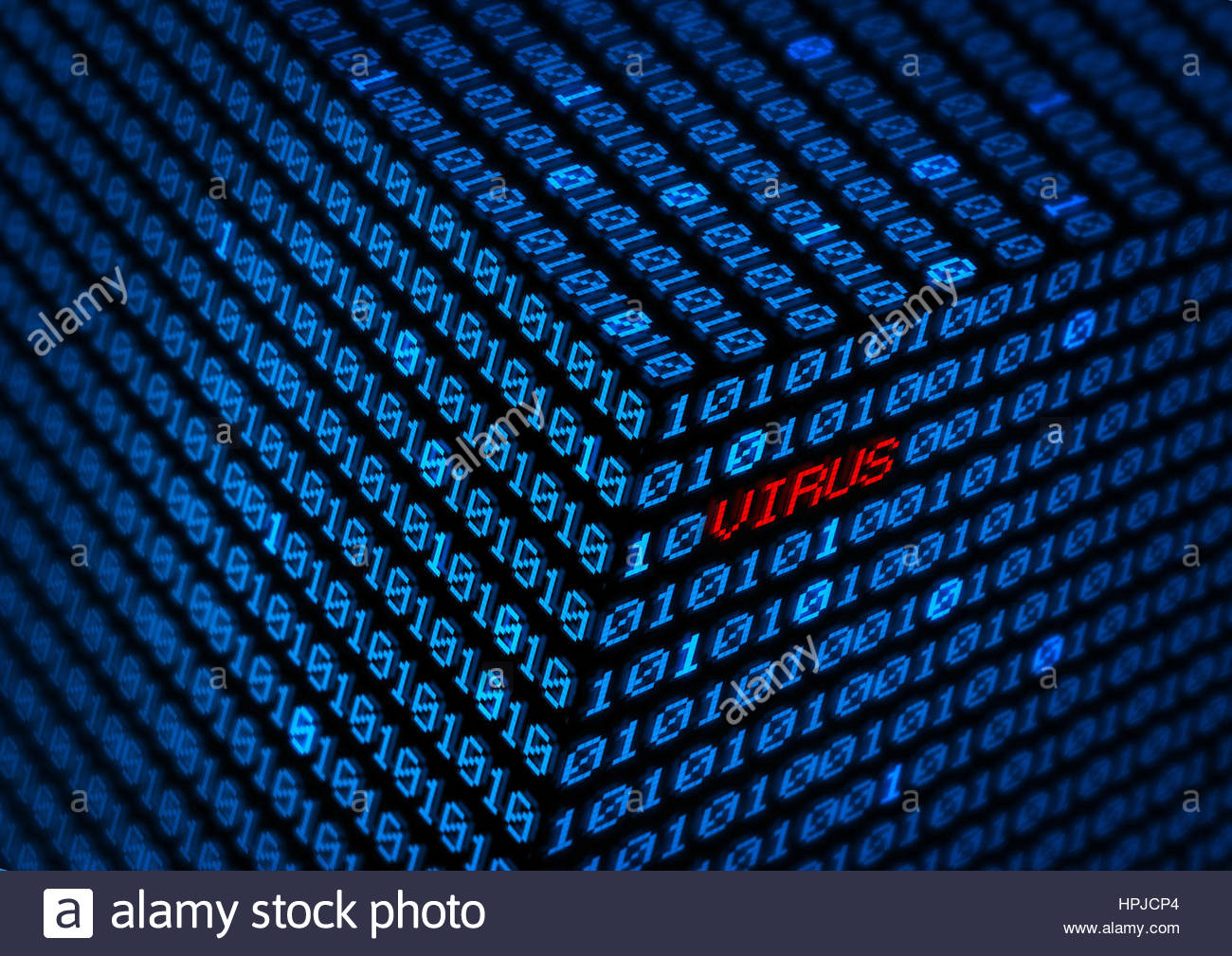 computer virus concept binary code background Stock Photo