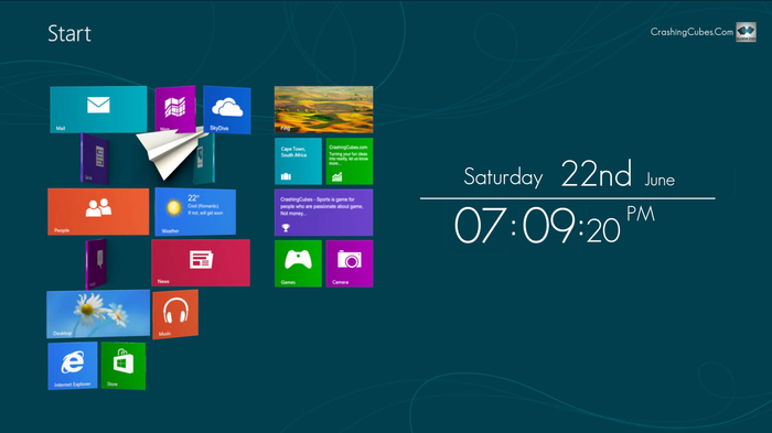 Full HD Windows Metro Style Screensaver Plus Minimalist Clock With
