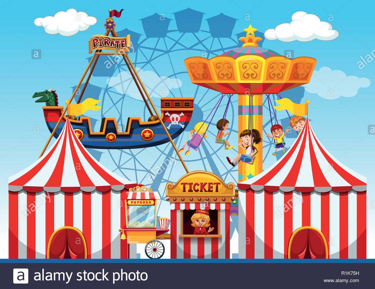 Free download Fun fair raide background illustration Stock Vector Art ...