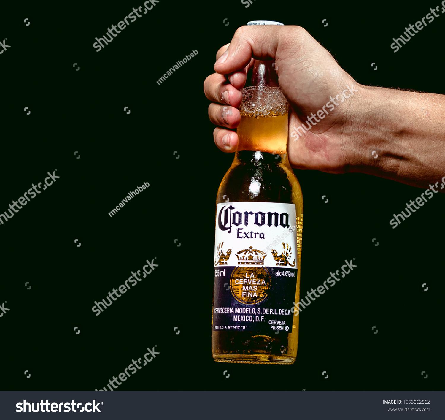 Corona Beer Extra Bottle Wallpaper Stock Photo