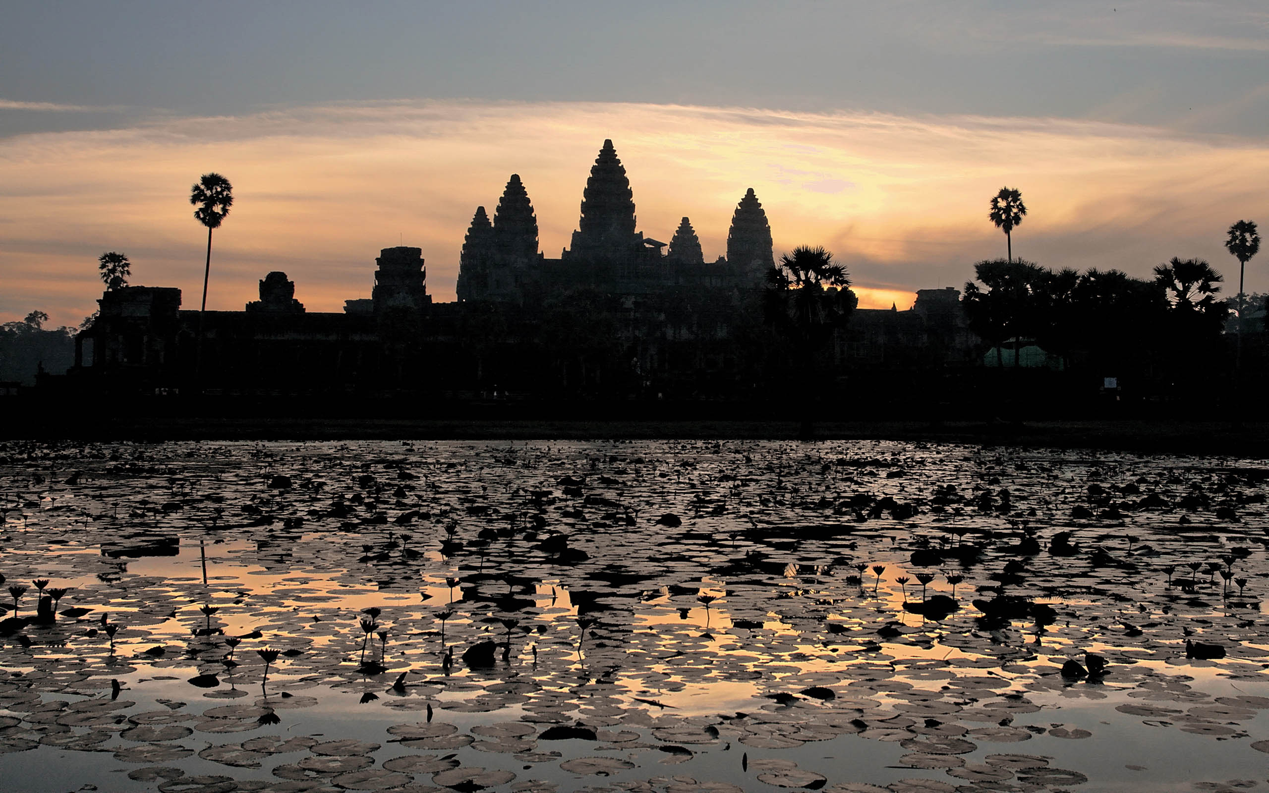 Sunset At Angkor Cambodia Wallpaper HD Jpg