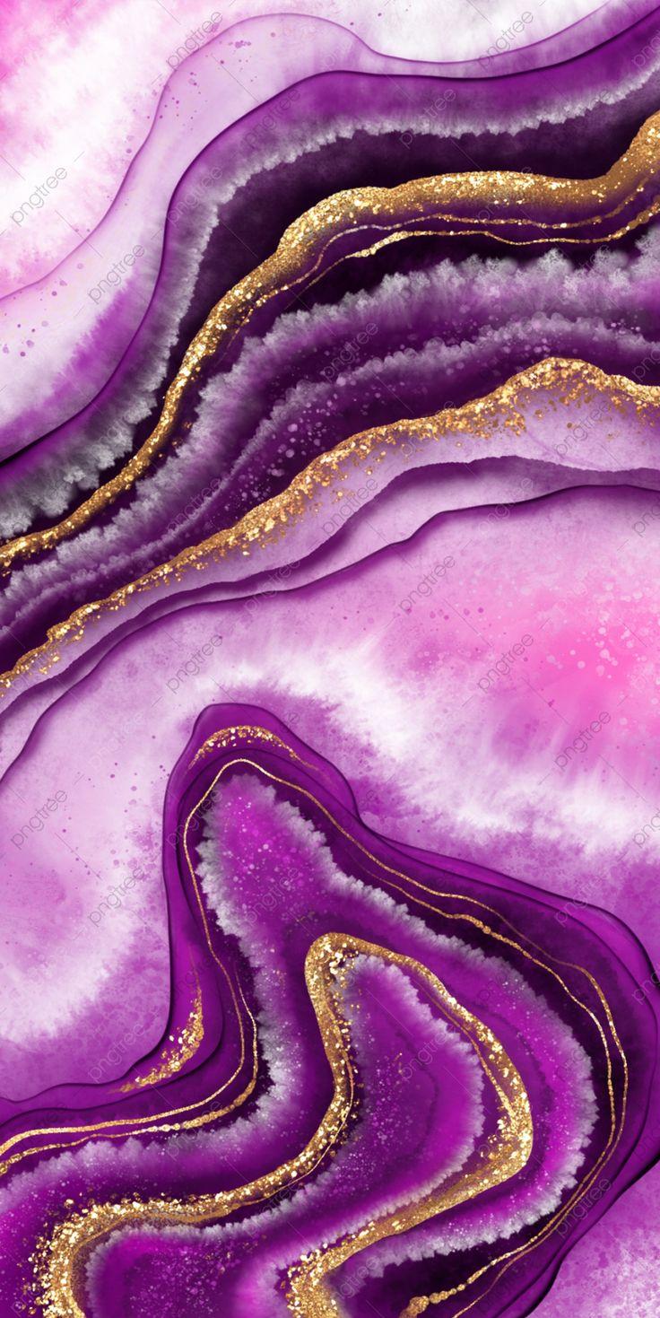 Purple Marble Background With Gold Streaks iPhone