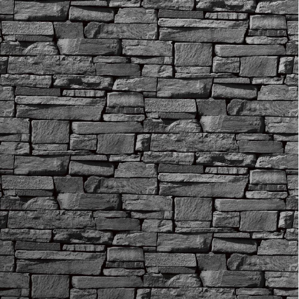 Home Wallpaper Grandeco Dax Dry Stone Wall Slate