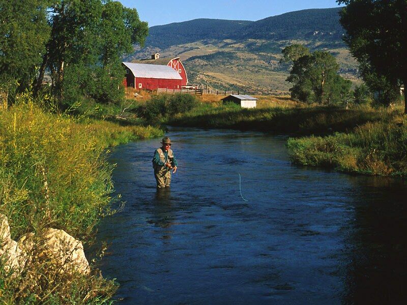 Armstrong Spring Creek Montana Nature Wallpaper Featuring Fishing
