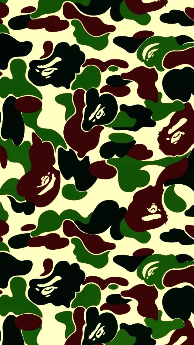 Bape Wallpaper Green Military Camouflage Pattern Design