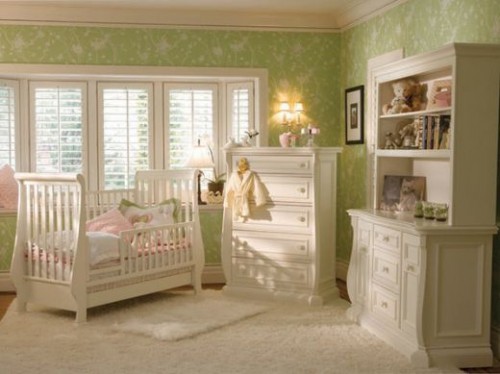 Green Wallpaper Baby Nursery Room Jpg