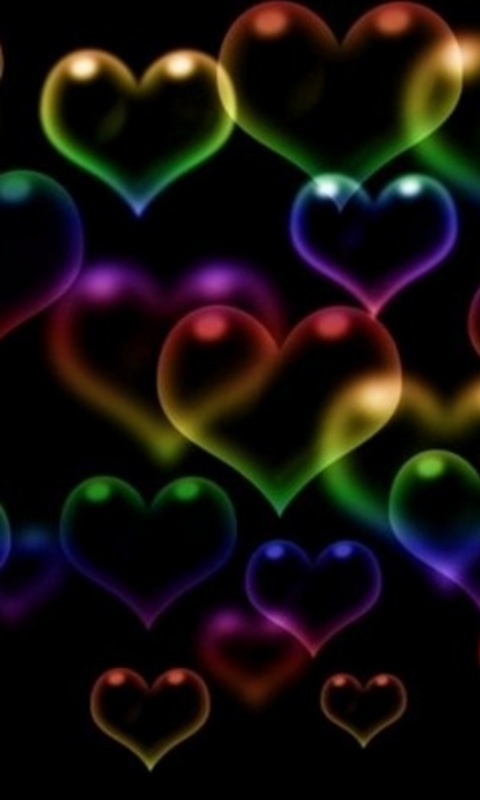 Neon Rainbow Hearts Wallpaper Phone X Background