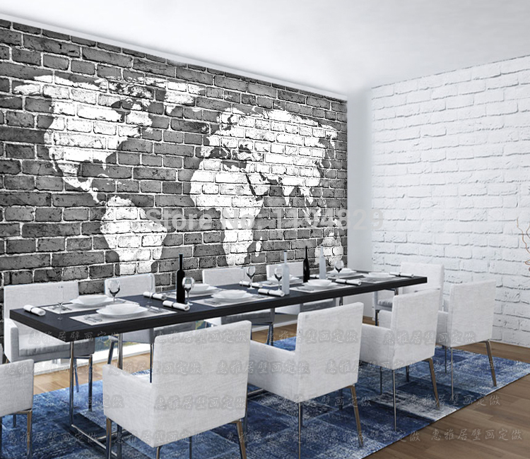 3d Old Gray Brick Wall World Map Large Mural Wallpaper Tv Sofa Sitting