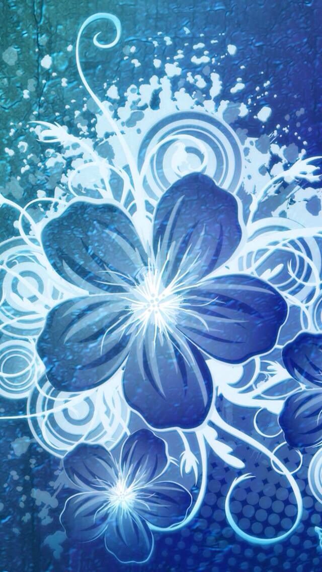 Blue Flower And Butterfly Wallpaper