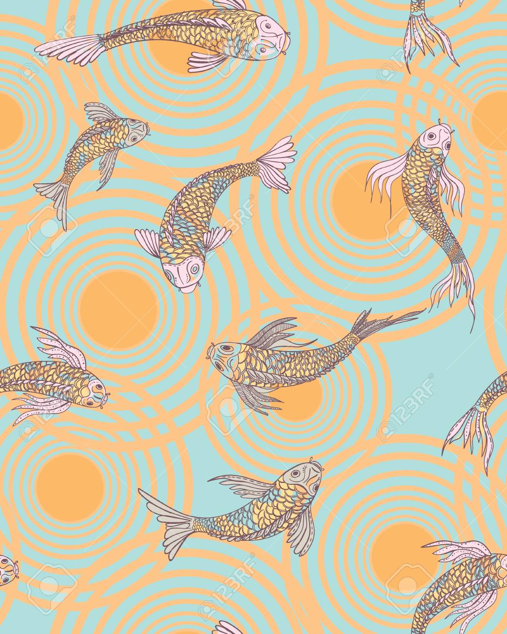 Fish Seamless Pattern Wallpaper Design Japanese