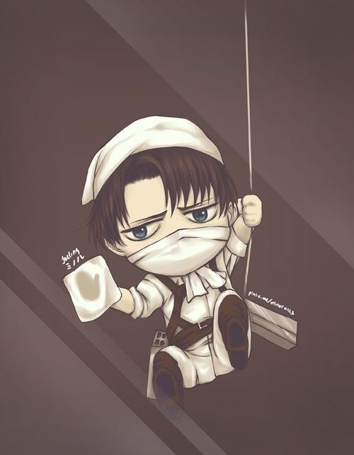 Chibi Levi Cleans Your Screen Levis Cleaning Kyojin Animal Character